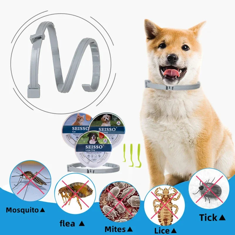 Dog Anti Flea And Tick Collars,Pet 8Month Protection Adjustable Collar For Large Dog Puppy Cat, Dogs Accessories