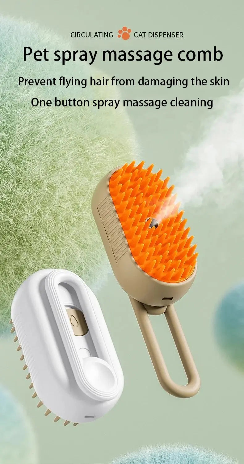 Cat Dog Pet Spray Massage Brush One Button Steam Spray Folding Rotatable Floating Hair Bath Hair Removal Brush Comb